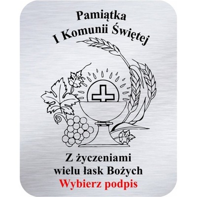 Tabliczka Grawer Pamiątka Pierwszej Komunii Świętej Matka lub Ojciec Chrzes