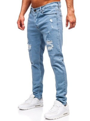 SPODNIE JEANSOWE MĘSKIE SLIM FIT NIEBIESKIE 6461 DENLEY_32/M