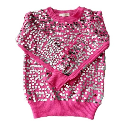 Sweter z cekinami dla dziewczynki różowy 6 lat