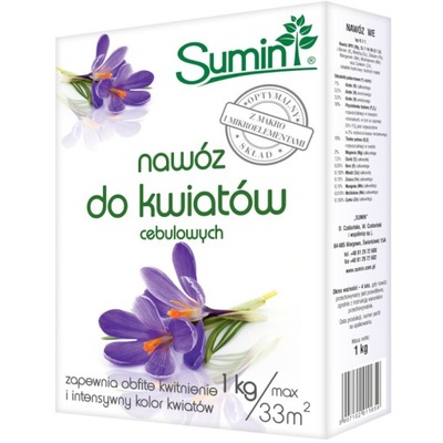 SUMIN DO KWIATÓW CEBULOWYCH 1KG NAWÓZ TULIPAN LILIA GRANULOWANY