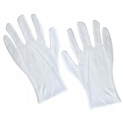 6 białe rękawiczki Bawełniane rękawiczki