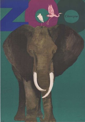 plakat Marek Mosiński: Zoo Chorzów słoń 1968, B1