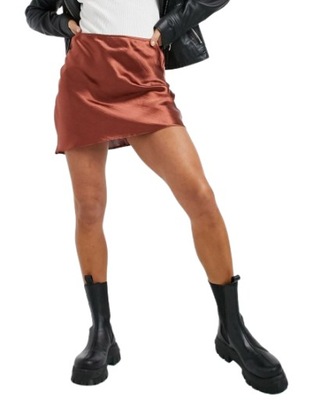 PETITE SPÓDNICA SATYNOWA BRĄZOWA MINI 32 1DUU