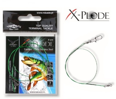 MIKADO PRZYPON STALOWY X-PLODE 25CM/15KG GREEN