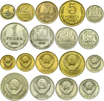 Rosja CCCP zestaw 9 monet 1961-1991 Kopiejki Rubel