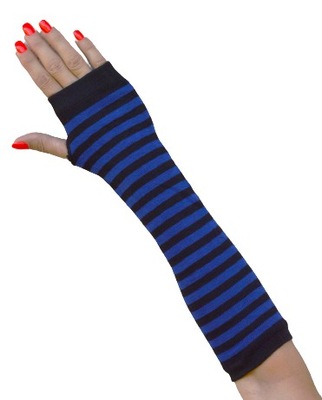 MITENKI długie rękawiczki bez palców paski niebieskie