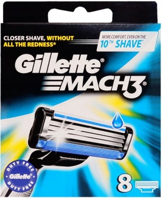 Gillette Mach3 Ostrza Wkłady Oryginalne 8 Sztuk