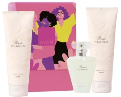 AVON RARE PEARLS ZESTAW UPOMINKOWY 3 KOSMETYKI BOX PUDEŁKO PREZENT