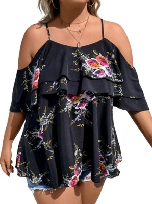 SHEIN BLUZKA PLUS SIZE W KWIATY GRANATOWA 46 ŁBA