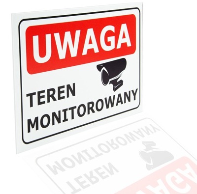 PLACA TABLA OBIEKT MONITOROWANY ATENCIÓN TEREN CHRONIONY | 32X21CM | PCV  