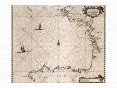MAPA MORSKA Zatoka Biskajska Atlantyk Goos 1667