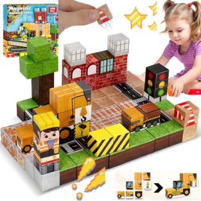 KLOCKI MAGNETYCZNE 100EL MOCNE KLOCKI SZEŚCIANY DIY LUDZIK KLOCKI PIKSELE