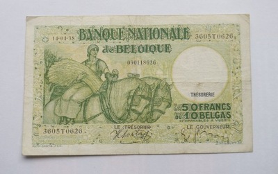 19/ BELGIA 50 FRANCS / 10 BELGA 1938