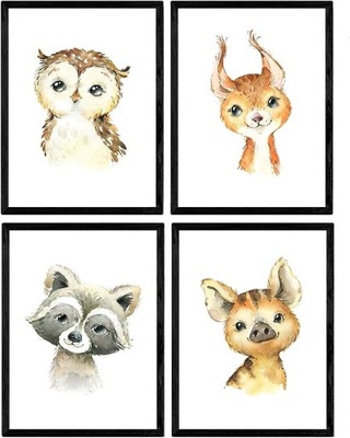 Plakaty obrazki ze zwierzętami zestaw A3
