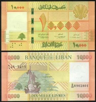 $ Liban 10000 LIVRES P-92b UNC 2014