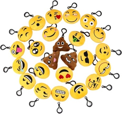 Emoji brelok, 24-pak emotikon artykuły na przyjęcie 5 cm urocze