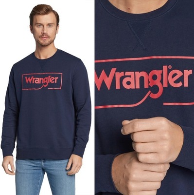 Wrangler FRAME LOGO CREW Navy GRANATOWA BLUZA Z LOGO XL