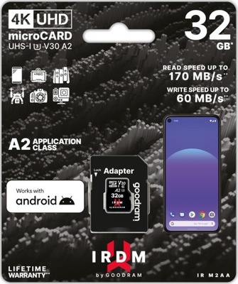 Karta pamięci microSD Goodram IRDM 32GB UHS-I U3 A2 + Adapter