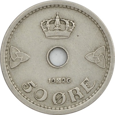 4.NORWEGIA, HAAKON VII, 50 ORE 1926