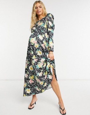 BLUME MATERNITY CZARNA SUKIENKA SATYNOWA 42 XL VAD