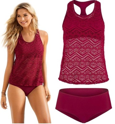 STRÓJ kąpielowy TANKINI TOP + FIGI ażurowy 40 L