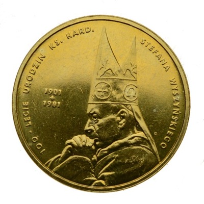 2 złote 2001 r. - Kardynał Stefan Wyszyński (6)