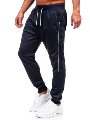 SPODNIE DRESOWE JOGGERY GRANATOWE 8K201 DENLEY_2XL