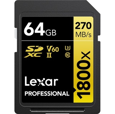 Karta pamięci LEXAR SDXC 64GB PRO 1800x 270MB/s