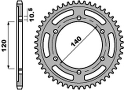 PBR ENGRANAJE PARTE TRASERA 5301 44 C45 SUZUKI GSXR 750 SRAD (JTR498.44) (LANC. 525)  