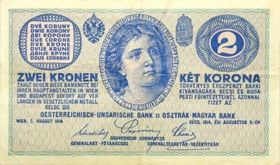 Austro-Węgry - Austria - BANKNOT - 2 Korony 1914