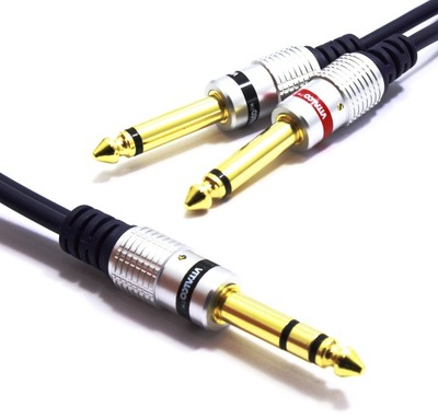 KABEL JACK 6,3 STEREO 2x WTYK 6,3 MONO VITALCO 3M