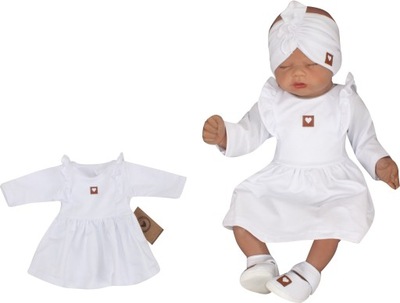Sukienka niemowlęca dresowa bawełniana biała 62