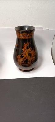 Piękny stary wazon z laki PRL z metką import Wietnam