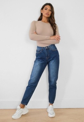 MISSGUIDED NIEBIESKIE MOM JEANS 7/8 (36)