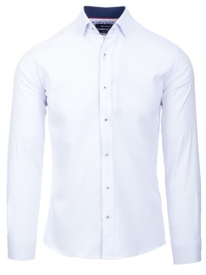 Koszula męska biała elegancka STRUKTURA SLIM r. XL