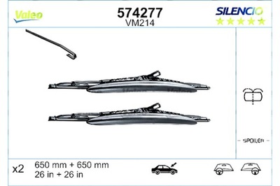 VALEO ЛИСТ ДВОРНИКИ SZKIELETOWE ПЕРЕД ZE SPOJLEREM 2 ШТУКИ. VM214