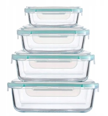 POJEMNIKI NA ŻYWNOŚĆ PUDEŁKA SZKLANE 4 SZTUK ZESTAW