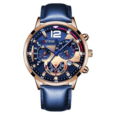 Zegarek Deyros Classic – niebieski/złoty.Różowy