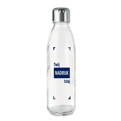 szklana butelka 650 ml przezroczysty z Twoim nadrukiem logo