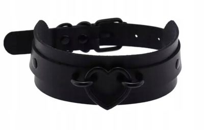 NASZYJNIK CHOKER OBROŻA GRUNGE CZARNY SERCE CZARNA