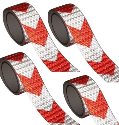 Лента отражающая samoprzylepna предупредительная отражатель красный белый 5m фото №1