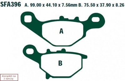 КОЛОДКИ ТОРМОЗНЫЕ EBC SFA396HH SKUTEROWE (КОМПЛЕКТ. NA 1