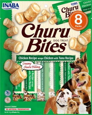 INABA DOG CHURU BITE CHICKEN WRAPS CHICKEN&TUNA Przysmak dla Psa 8x12g