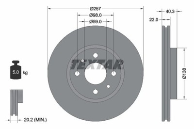 2X DISCO DE FRENADO FIAT PARTE DELANTERA STILO/PUNT 92069603  