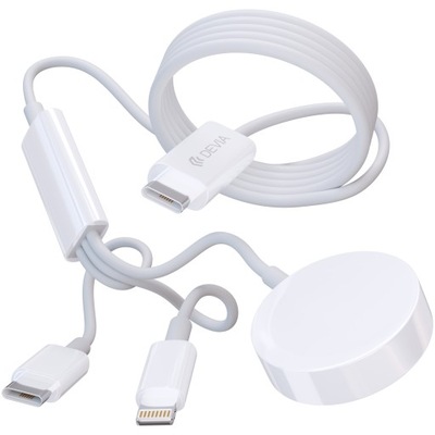 KABEL 3w1 USB TYP-C Lightning Indukcja do Apple Watch PRZEWÓD 1.2m