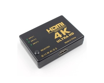 Switch HDMI 3D 4K Ultra HD 3-wejściowy 25m +pilot