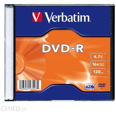 Płyta DVD-R VERBATIM SLIM 4.7GB x16 Matt Silver 43