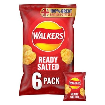 6x25g WALKERS Chipsy Ziemniaczane Salted UK