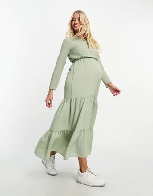 Asos Maternity NH8 vfa ZELENÁ ŠATY VOLÁNIK XL