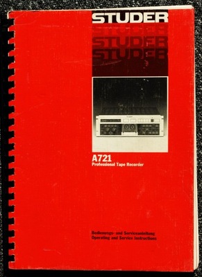 Studer A 721 dokumentacja serwisowa